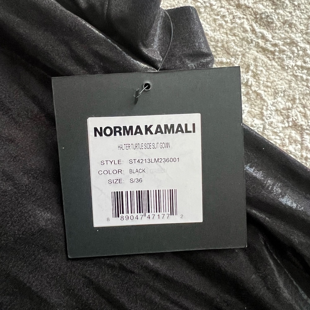 Norma Kamali Halter Turtle Side Slit Gown in Black - Picture 3 of 4